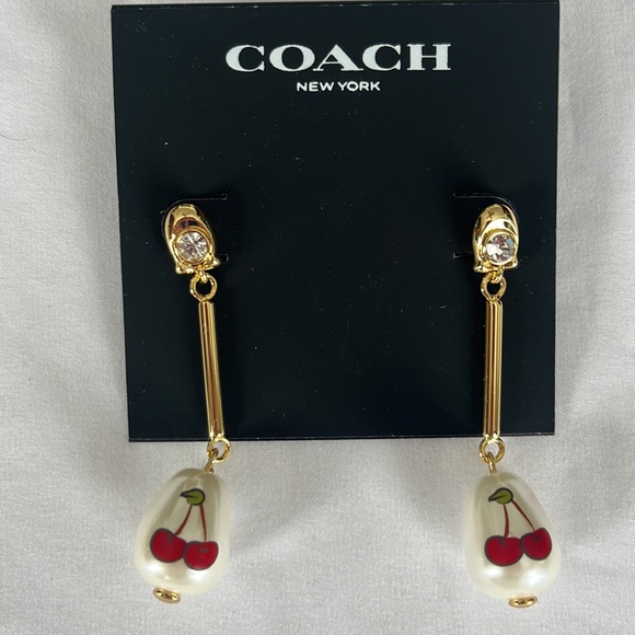Coach Pearl Cherry Linear Earrings - Picture 5 of 5